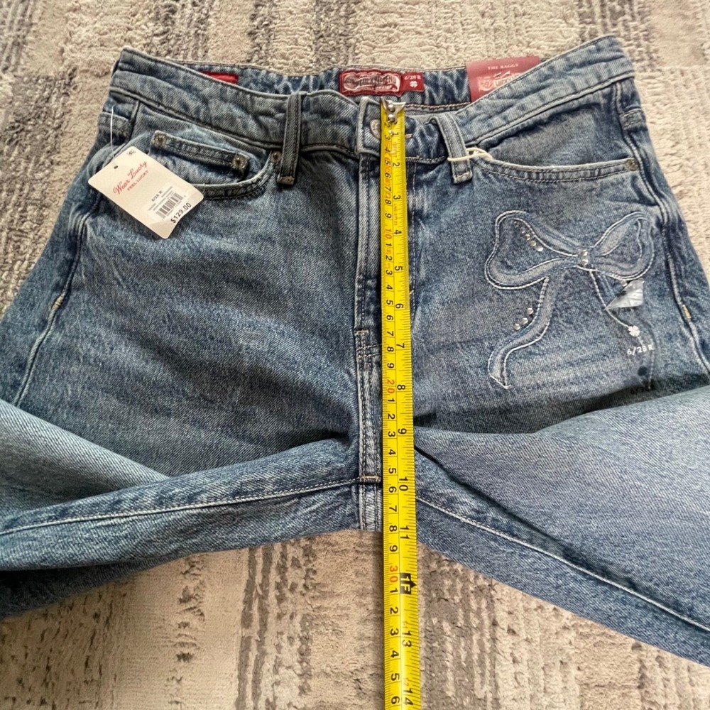 NEW Lucky Brand Legend The Baggy Jeans Blue Bow Embroidery Rhinestone 6/28 R - Picture 12 of 12